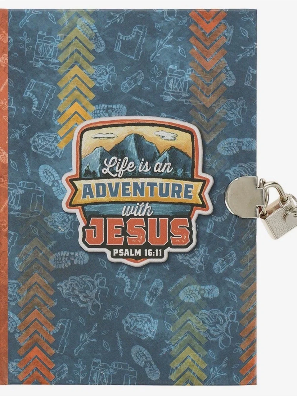 Christian Art Diary Adventure With Jesus Ps.16:11 Silver Lock w/ 2Keys Glow